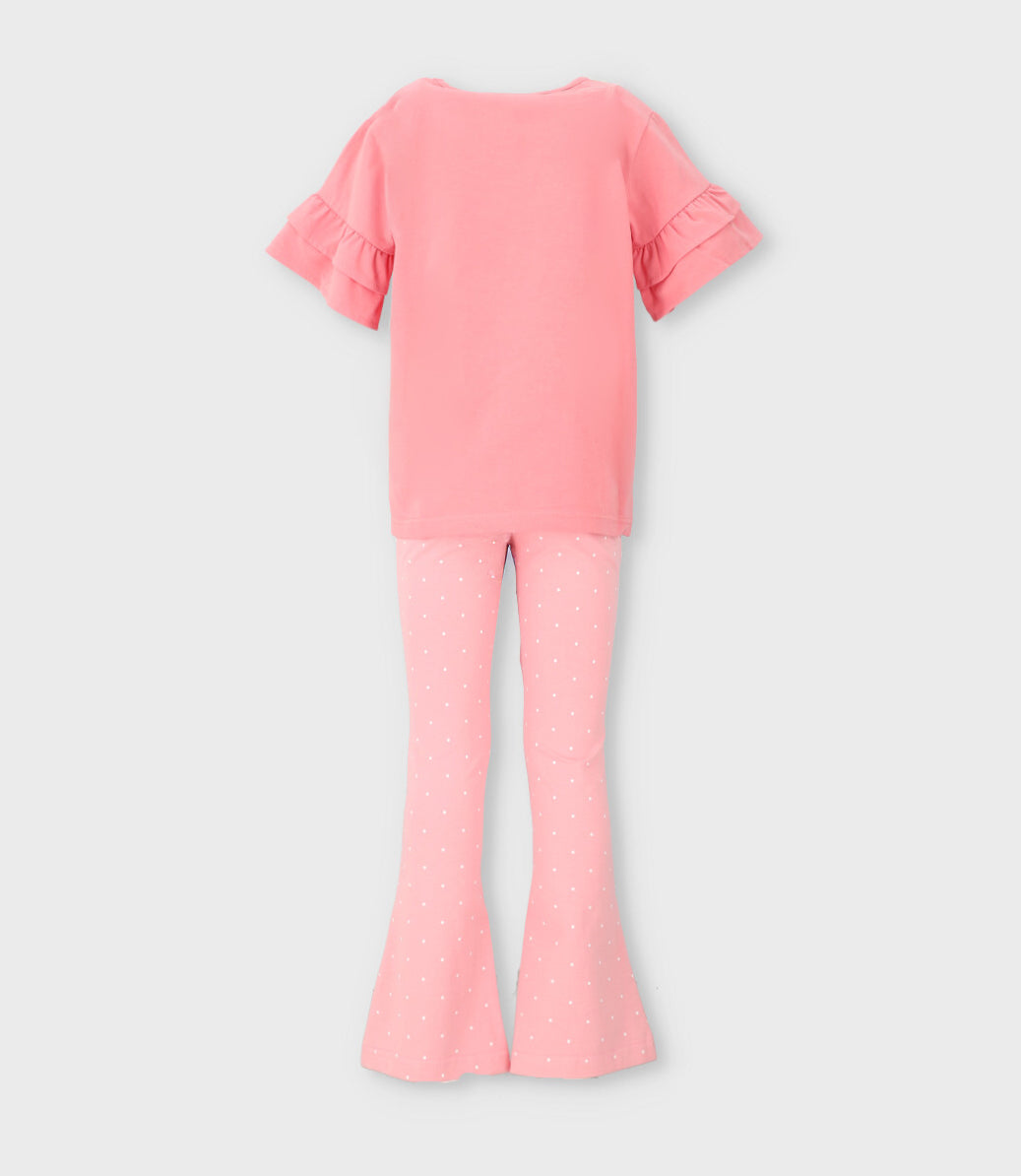 Conjunto niña con estampado y puntos 2 años / Coral