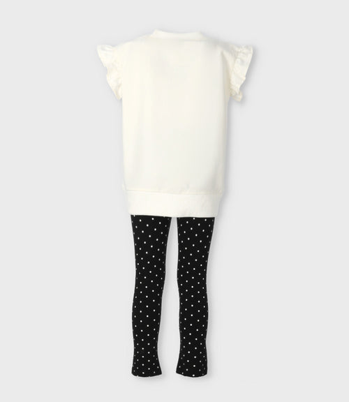 Conjunto niña puntos y flores 2 años / Negro