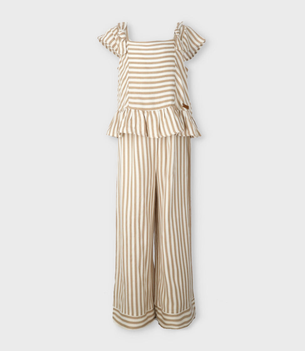 Conjunto niña rayado 2 años / Beige