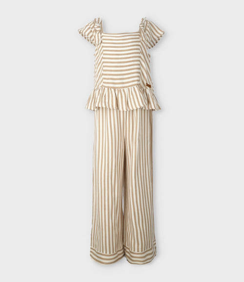 Conjunto niña rayado 2 años / Beige