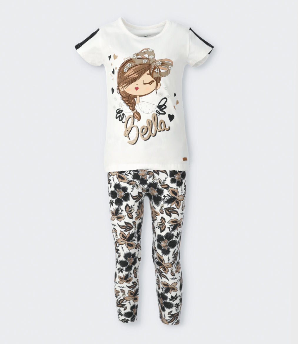 Conjunto niña con estampado y flores