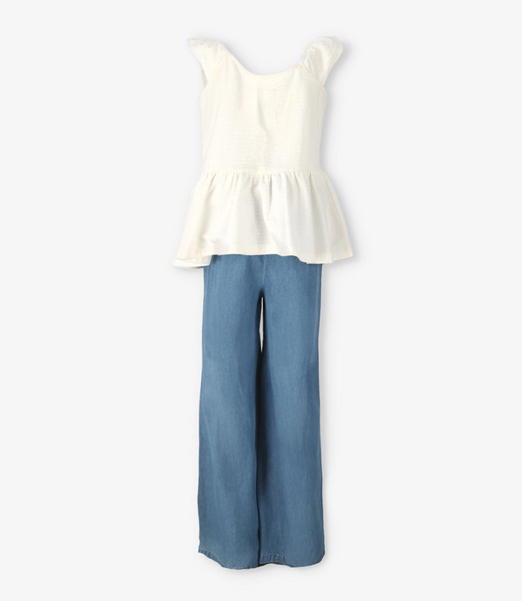 Conjunto niña con vuelos 2 años / Crudo