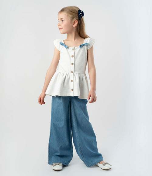 Conjunto niña con vuelos 2 años / Crudo