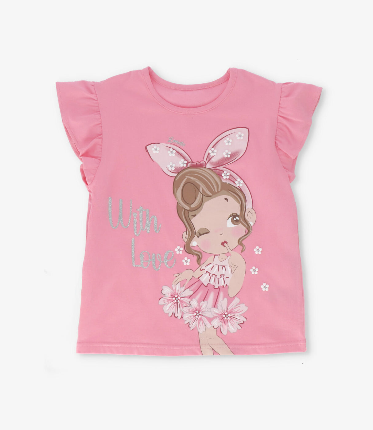 Conjunto niña con flores y estampado 2 años / Rosado