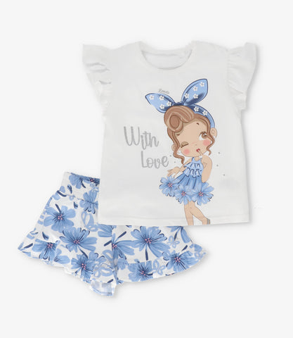 Conjunto niña con flores y estampado