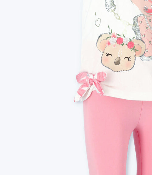 Conjunto niña con flores y koala 2 años / Burdeo