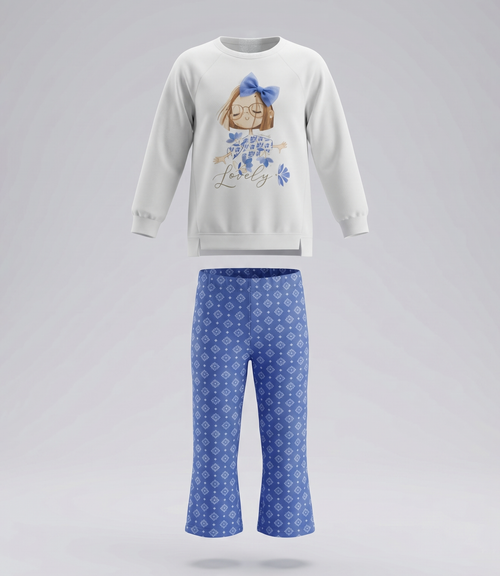 Conjunto niña boho con flores 2 años / Crudo