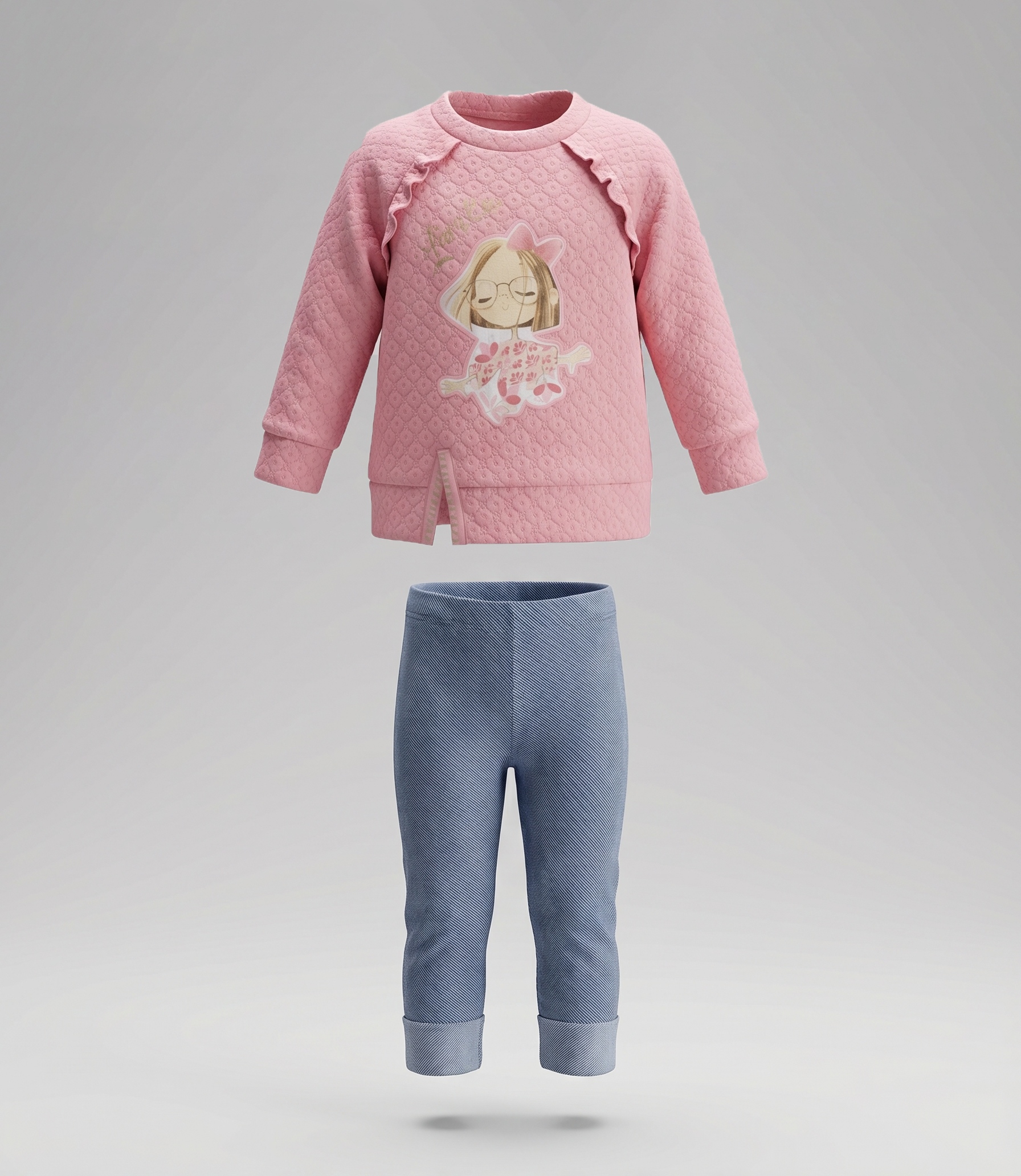 Conjunto niña con estampado 2 años / Coral