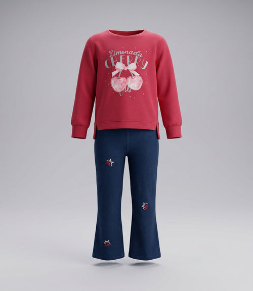 Conjunto niña con cherry 2 años / Frambuesa