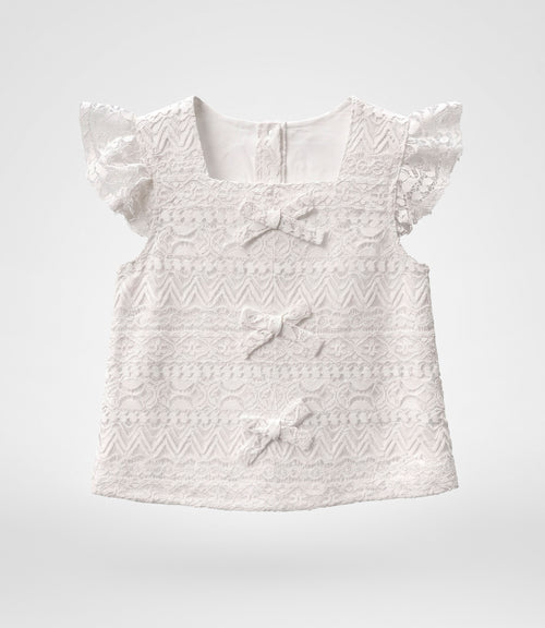 Conjunto niña con lazos 2 años / Crudo