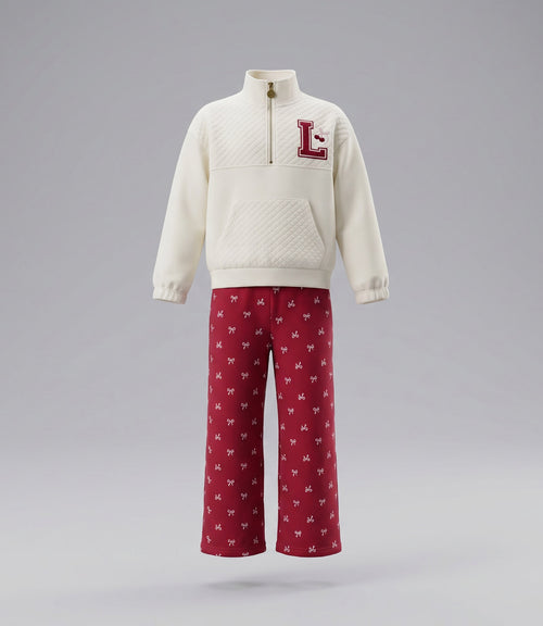 Conjunto niña con lazos 2 años / Frambuesa