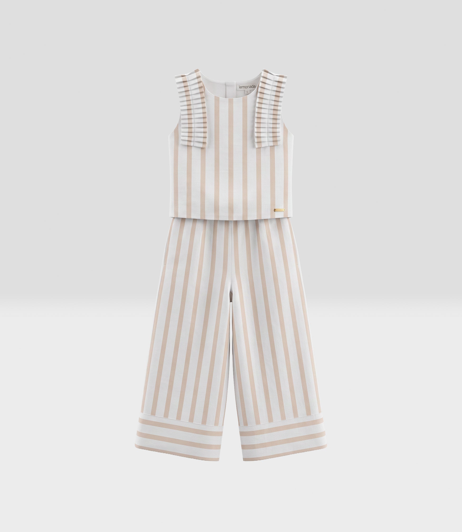 Conjunto niña rayado 2 años / Beige