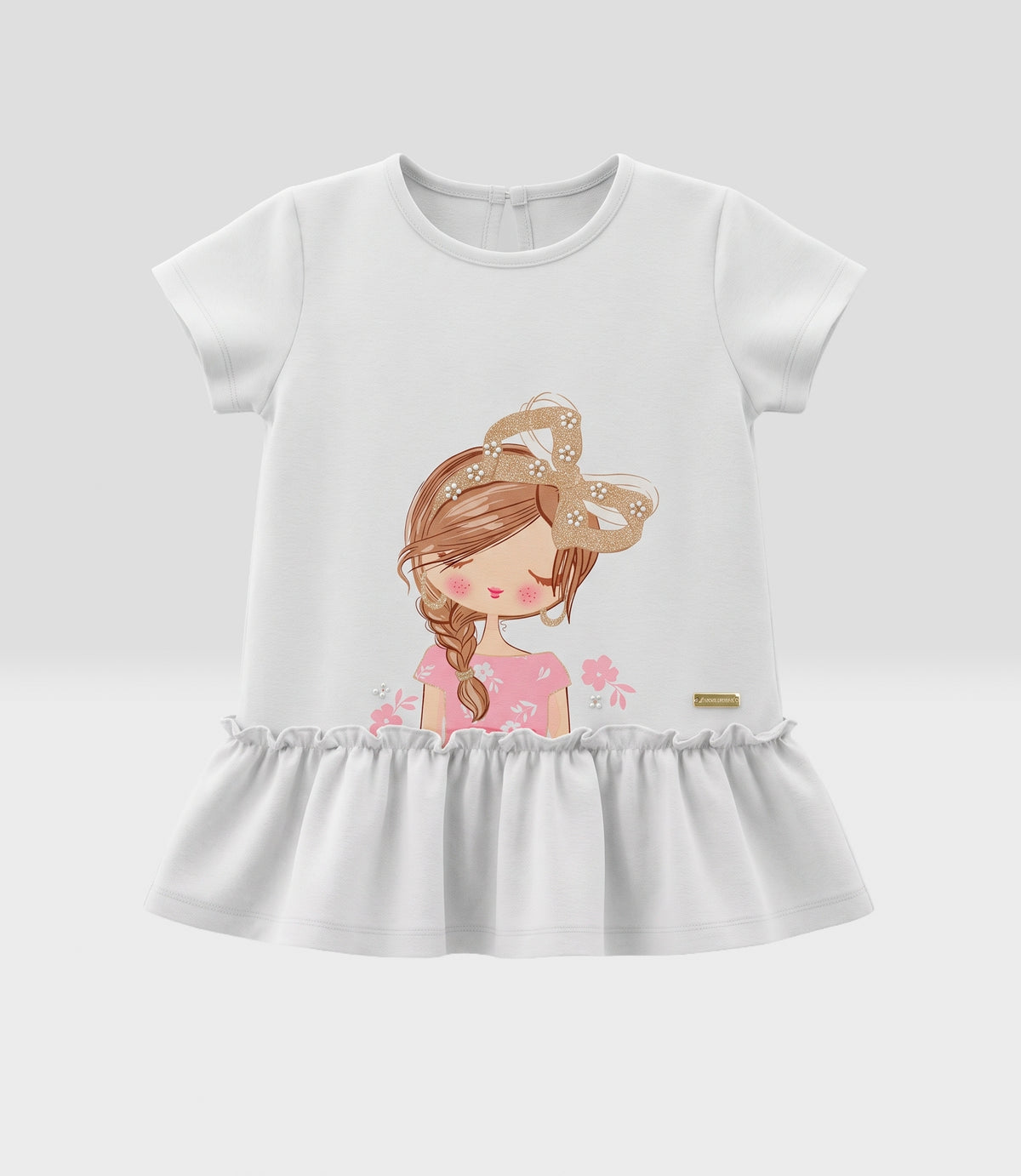 Conjunto niña con estampado 2 años / Crudo