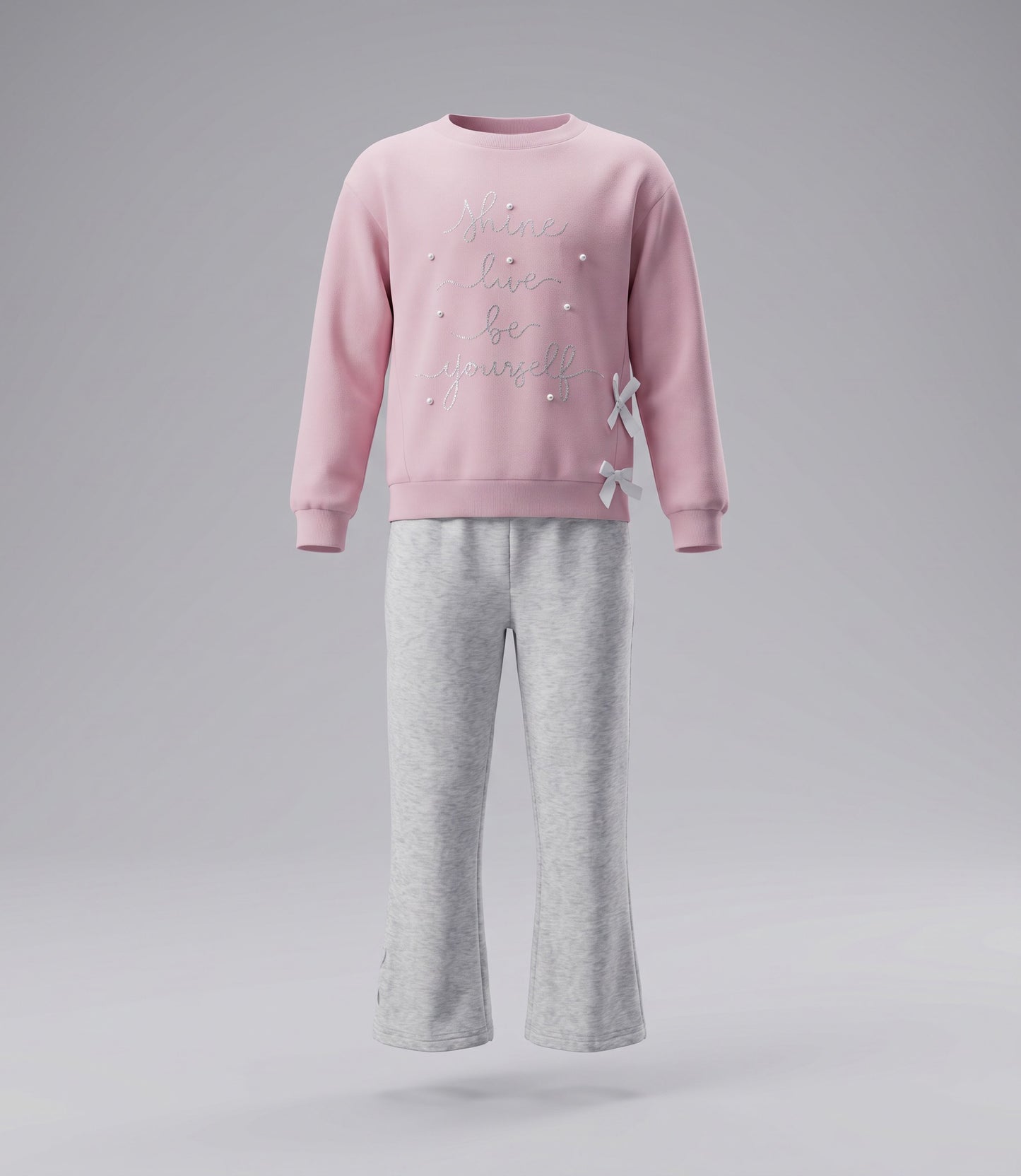 Conjunto niña comfy con lazos 2 años / Rosado
