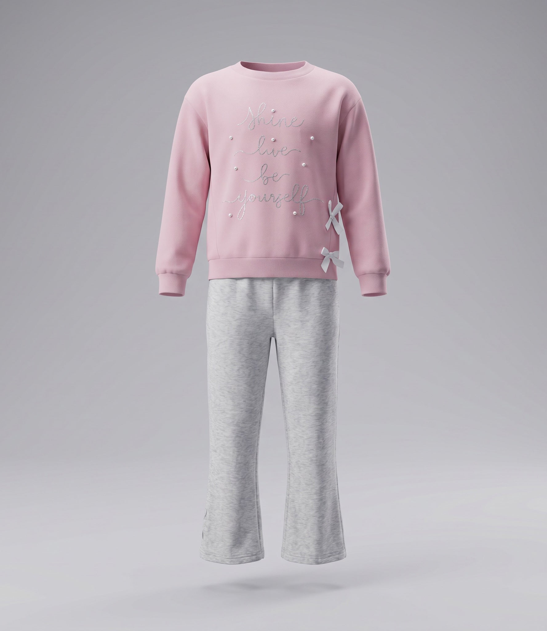 Conjunto niña comfy con lazos 2 años / Rosado