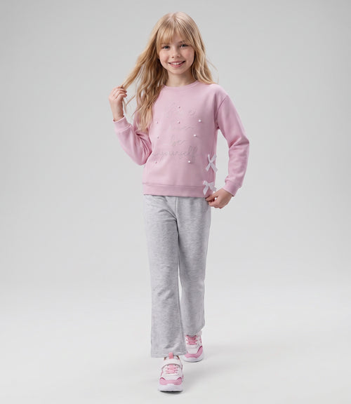 Conjunto niña comfy con lazos 2 años / Rosado