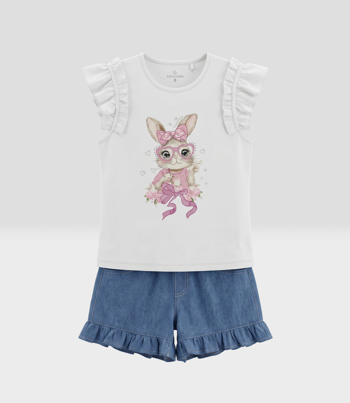 Conjunto niña con conejo 2 años / Crudo
