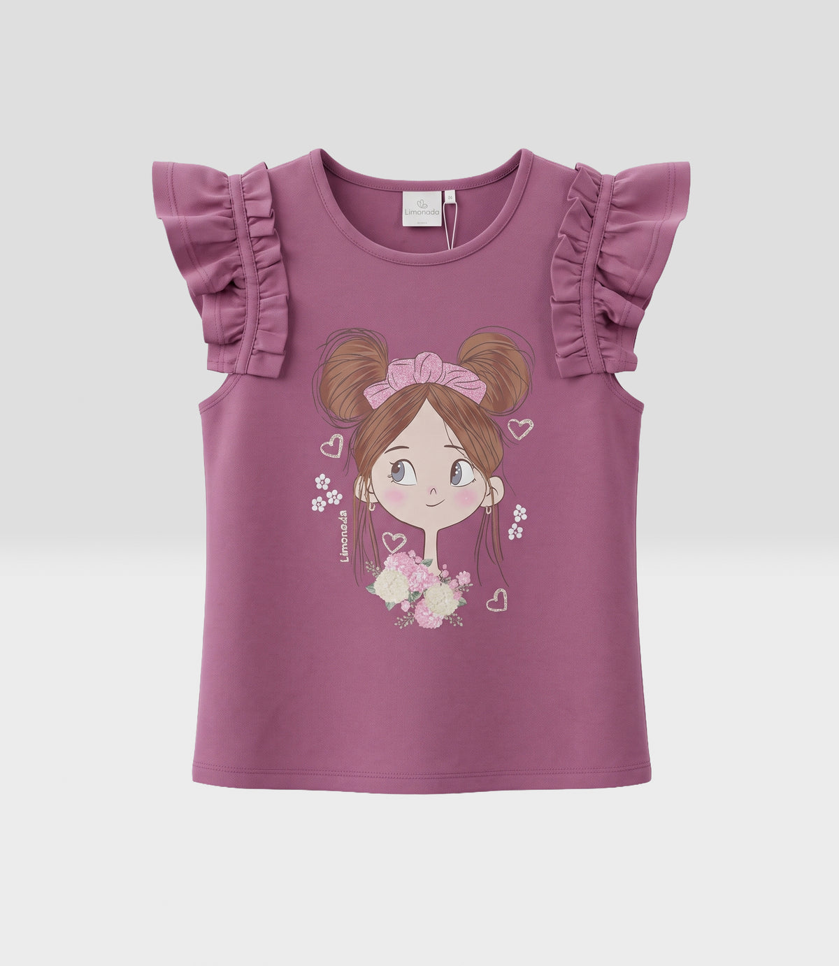 Conjunto niña con flores 2 años / Burdeo