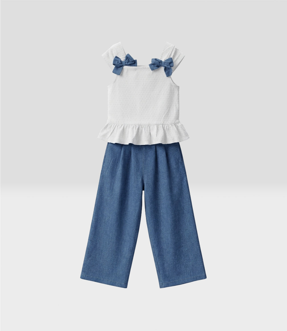Conjunto niña de denim 2 años / Crudo