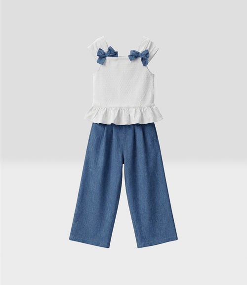 Conjunto niña de denim 2 años / Crudo