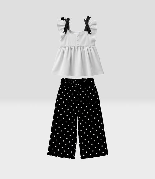 Conjunto niña con lunares 2 años / Crudo