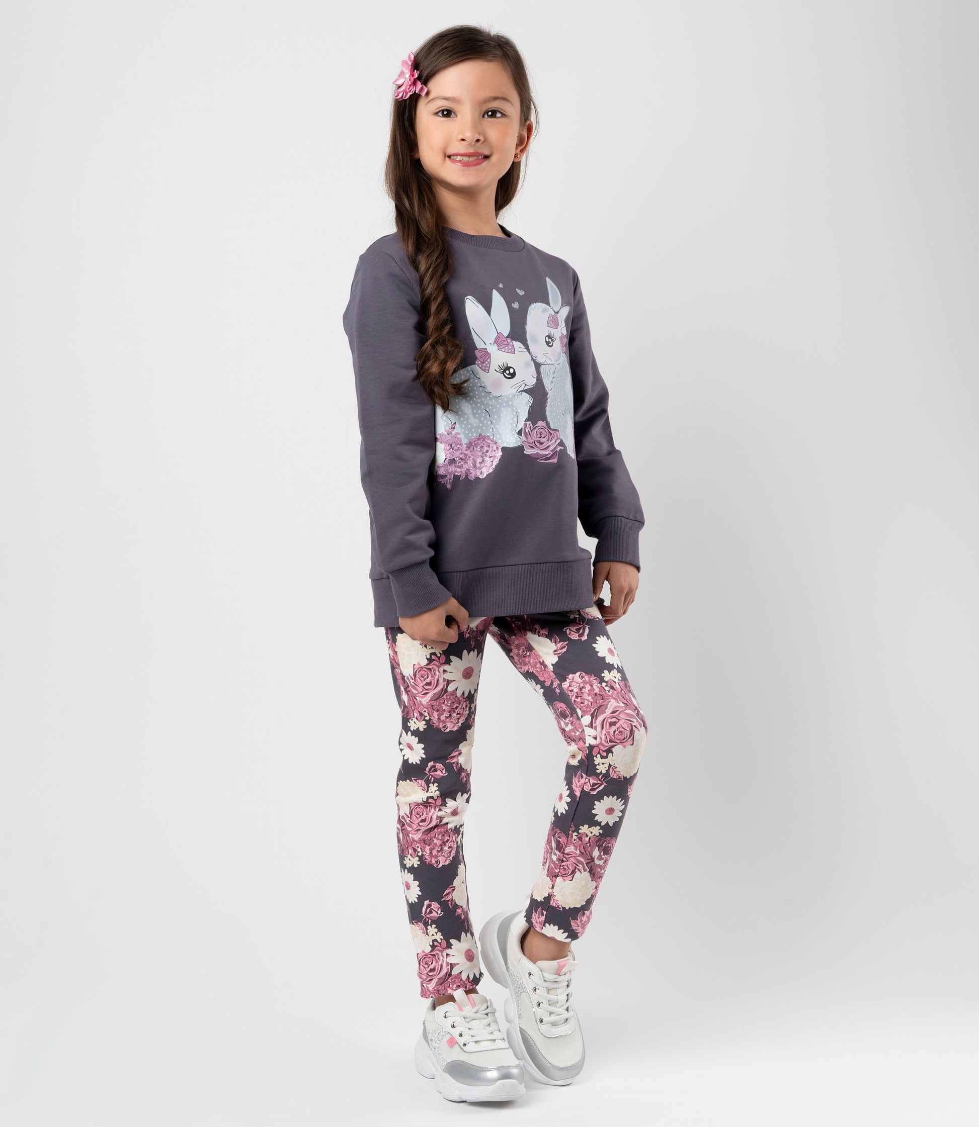 Conjunto niña con conejos 2 años / Gris