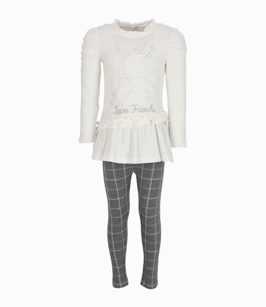 Conjunto niña de polera y calzas 2 años / Blanco