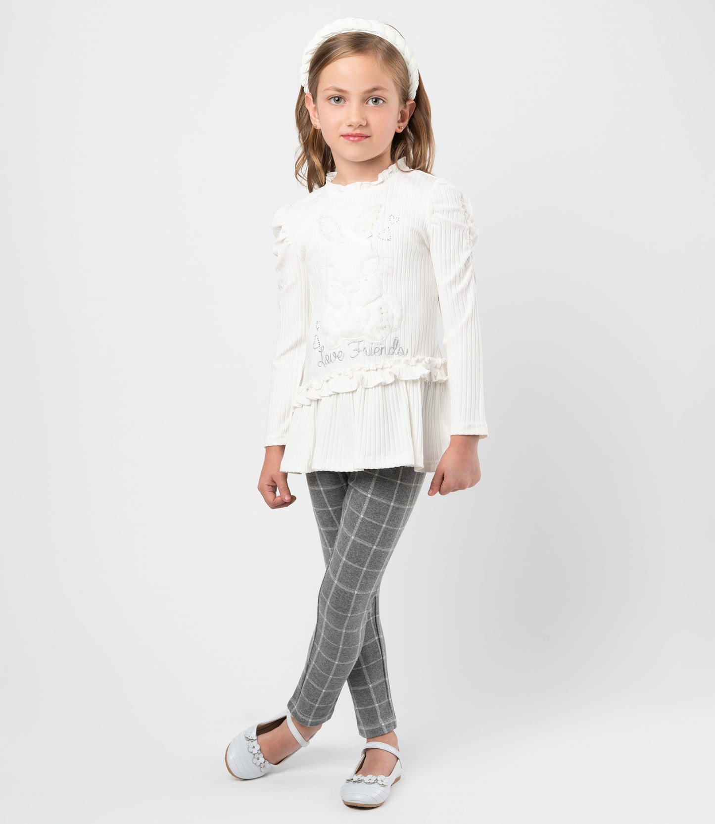 Conjunto niña de polera y calzas 2 años / Blanco