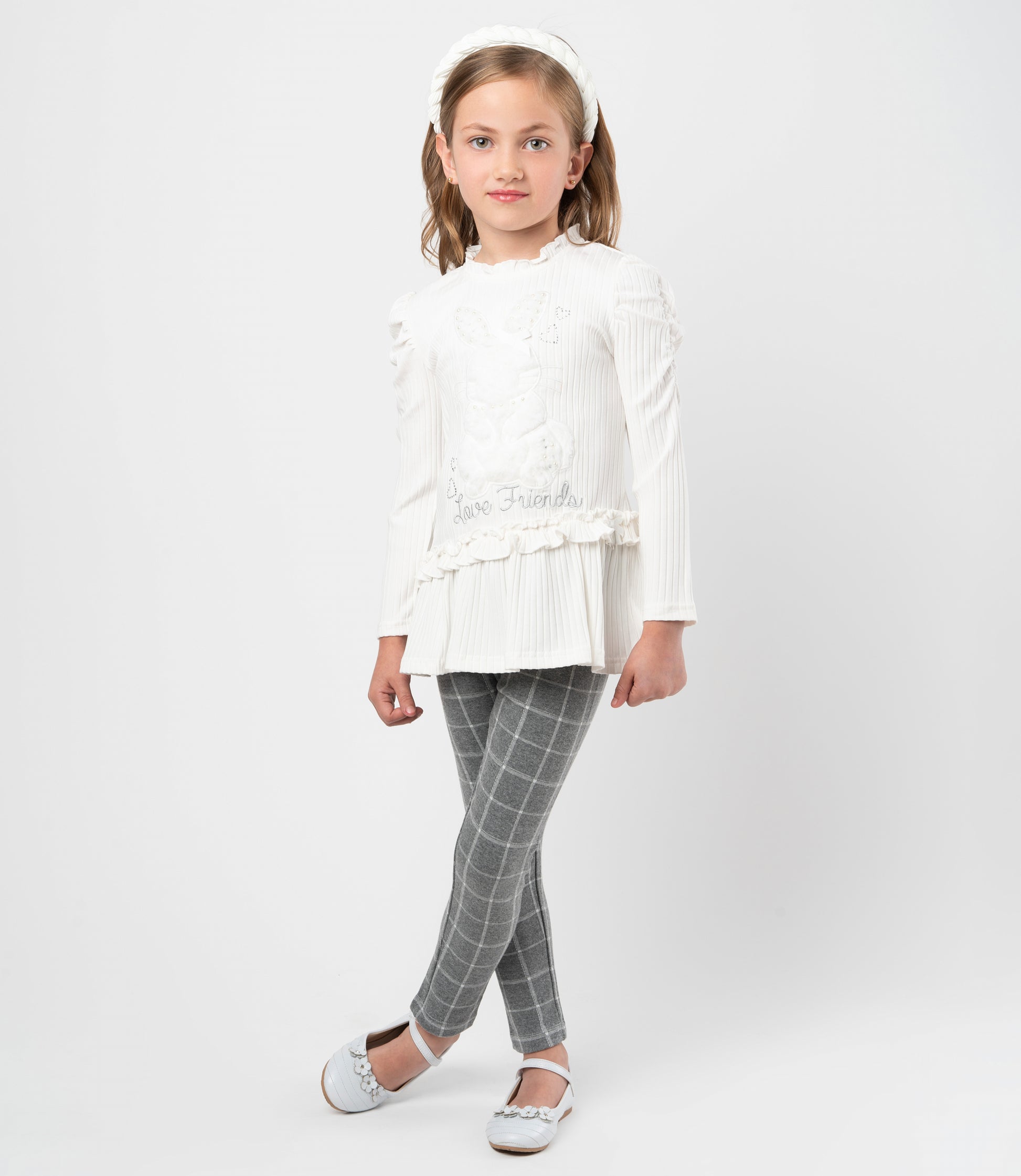Conjunto niña de polera y calzas 2 años / Blanco