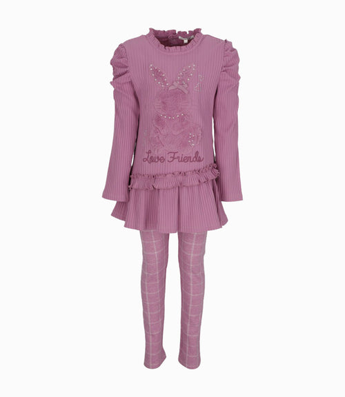 Conjunto niña de polera y calzas 2 años / Palo Rosa