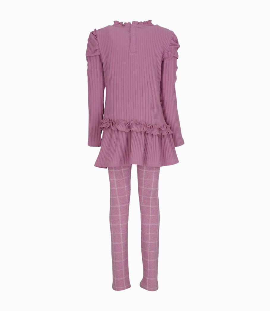 Conjunto niña de polera y calzas 2 años / Palo Rosa