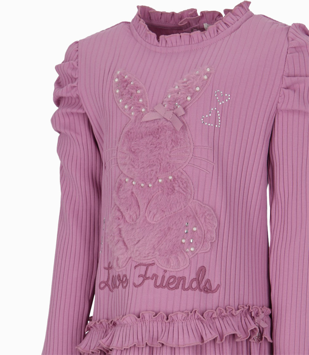 Conjunto niña de polera y calzas 2 años / Palo Rosa
