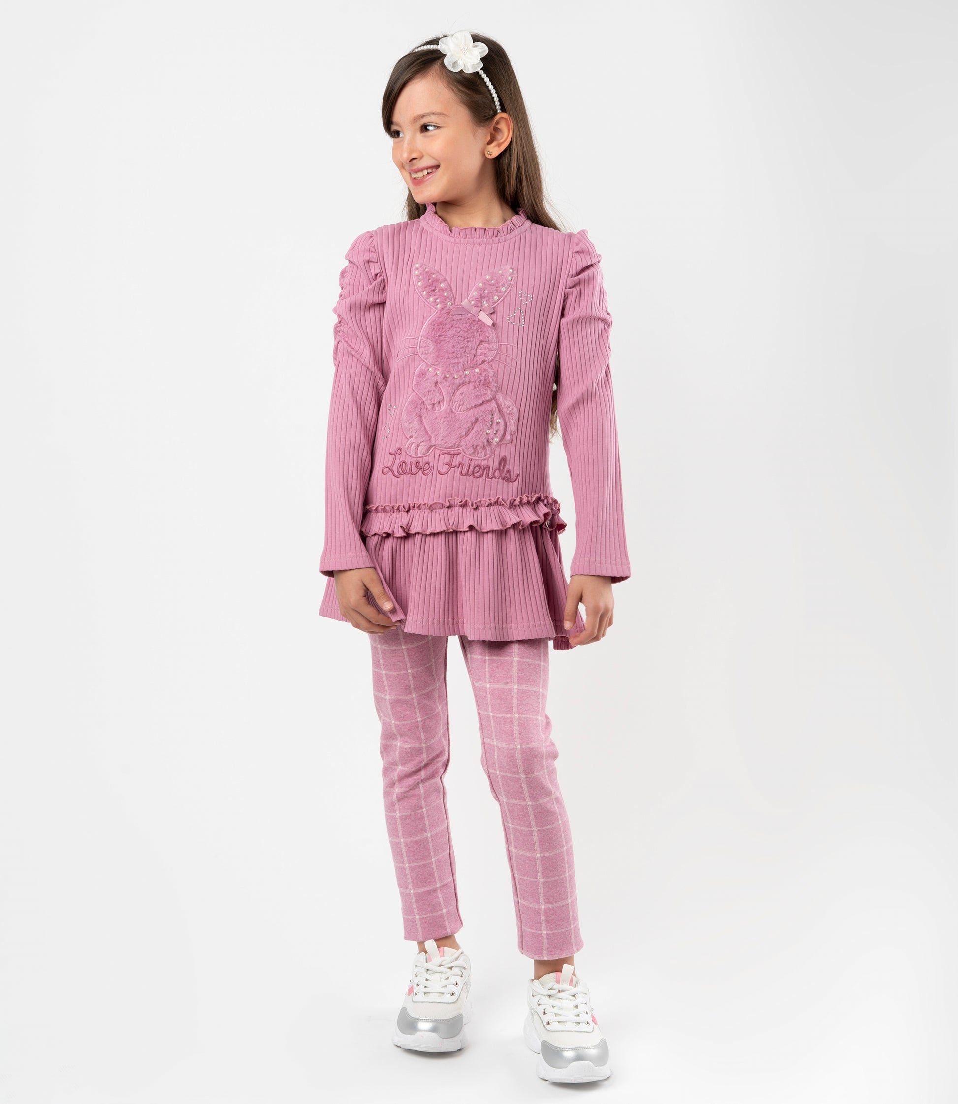 Conjunto niña de polera y calzas 2 años / Palo Rosa