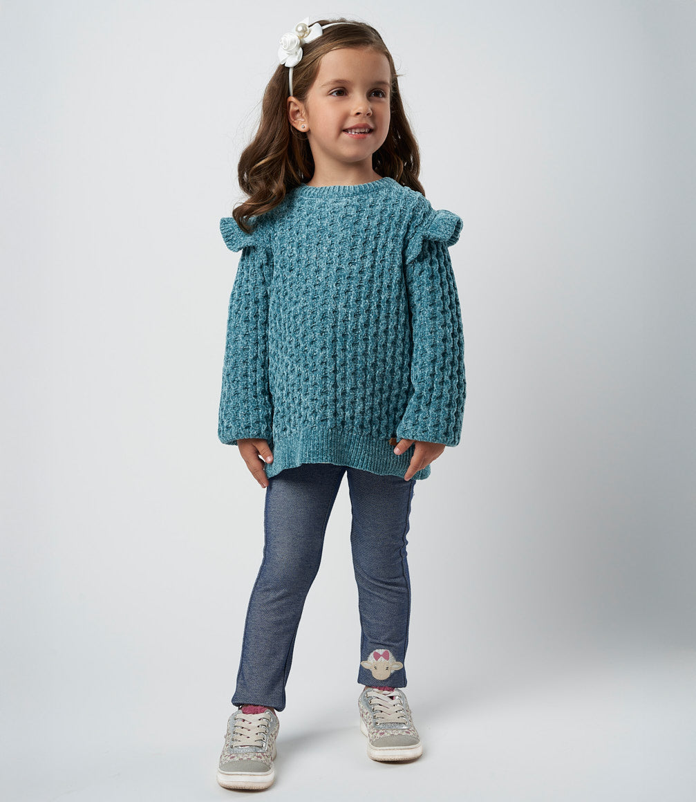 Conjunto niña tejido 2 años / Petróleo