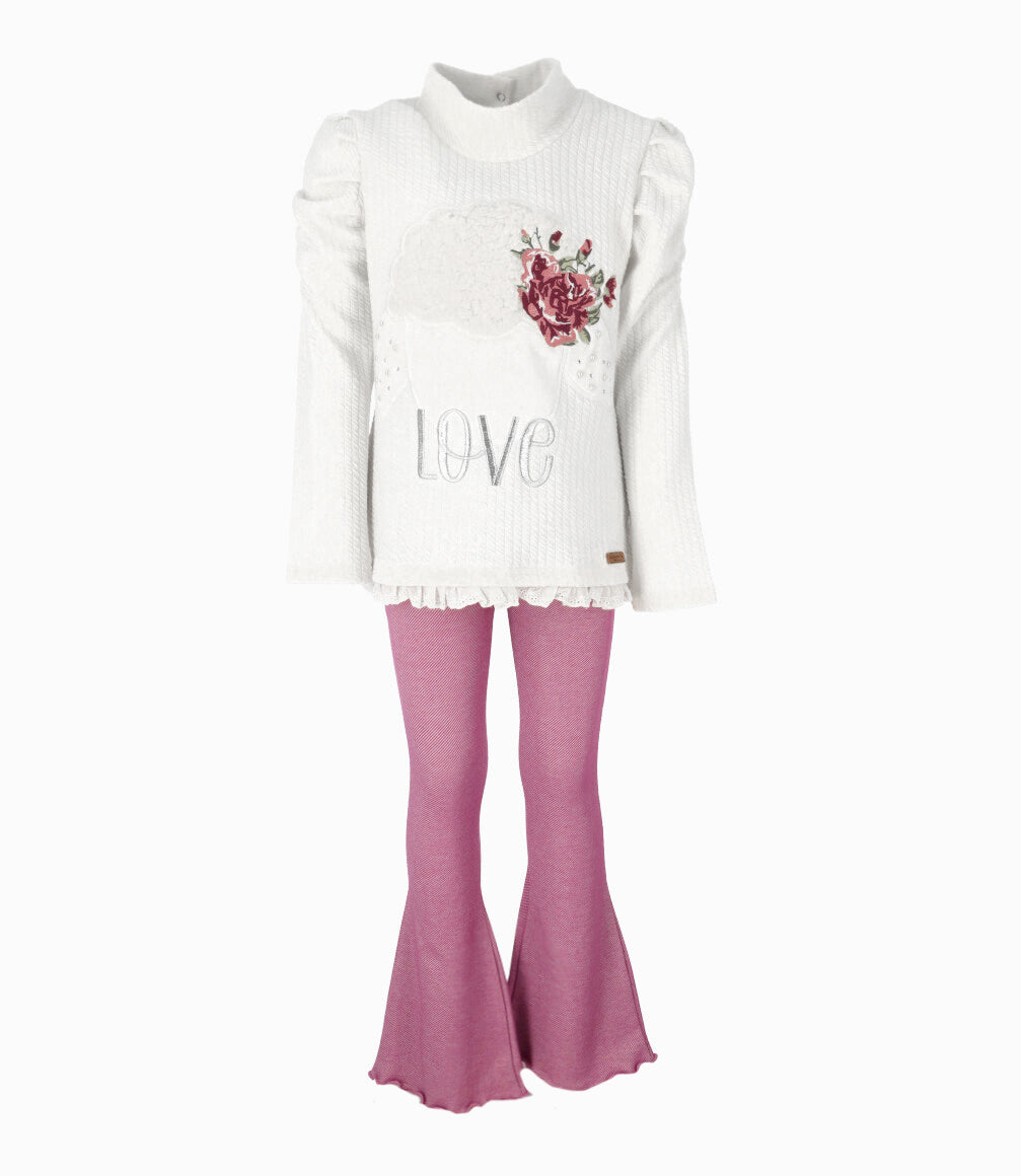 Conjunto niña love 2 años / Blanco