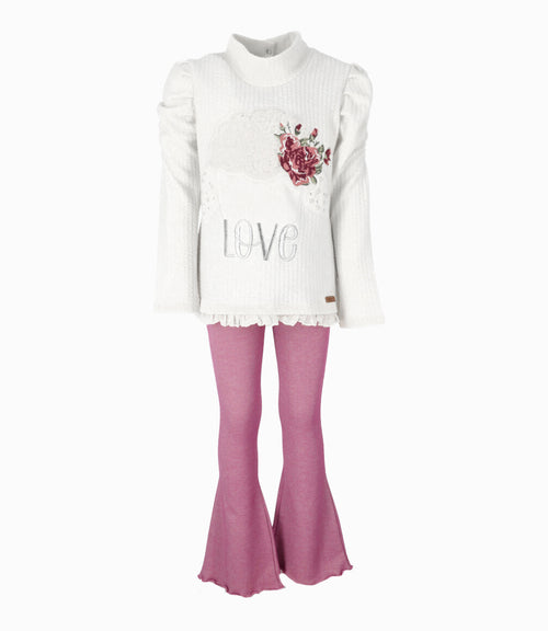 Conjunto niña love 2 años / Blanco
