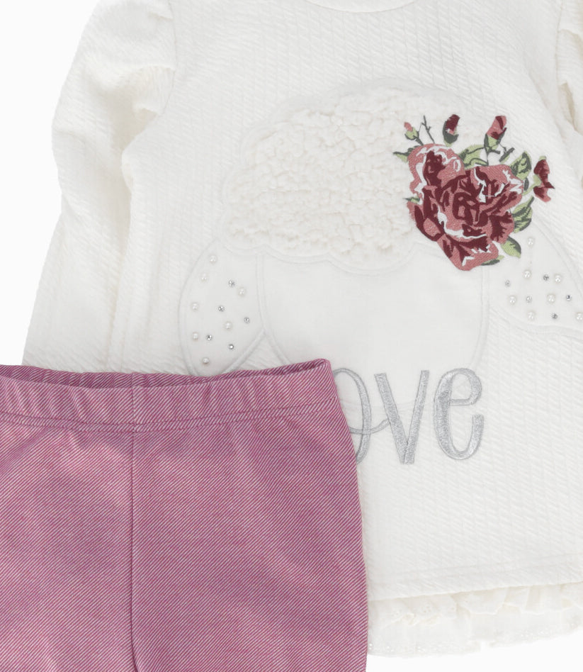 Conjunto niña love 2 años / Blanco