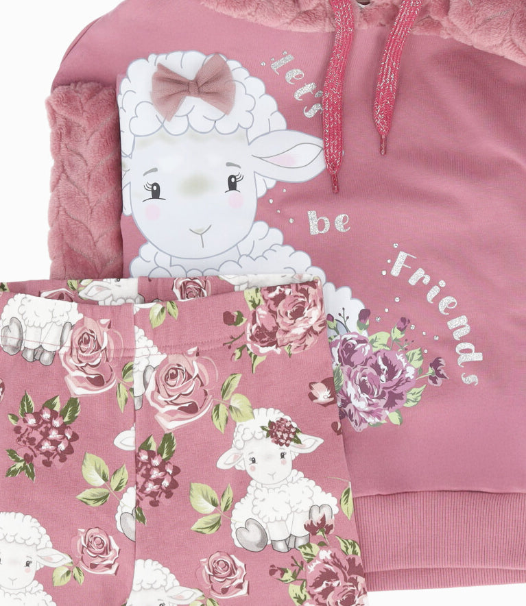 Conjunto niña con oveja 2 años / Burdeo