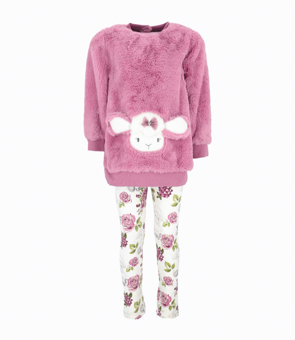 Conjunto niña con oveja 2 años / Burdeo