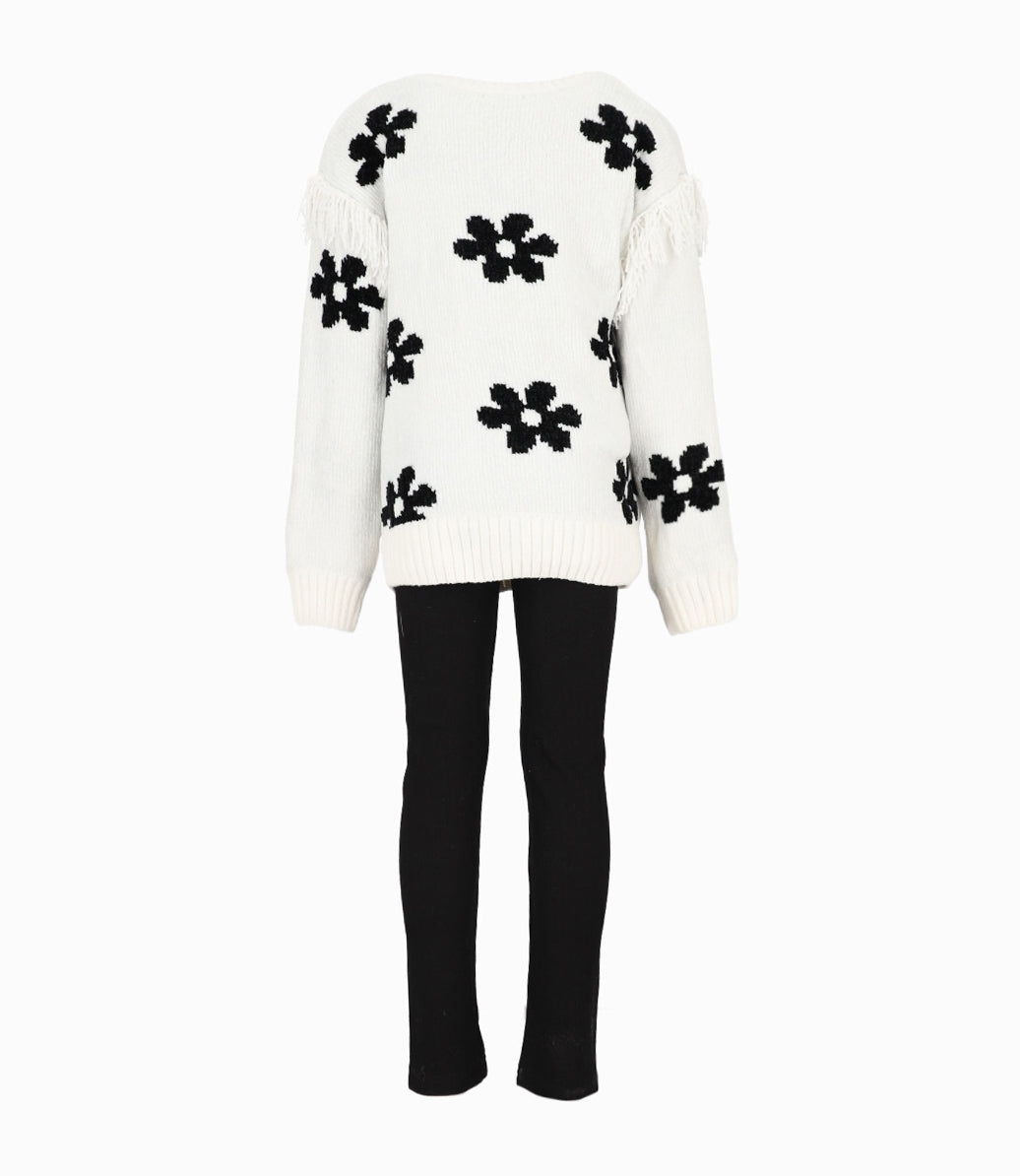 Conjunto niña con flores 2 años / Negro
