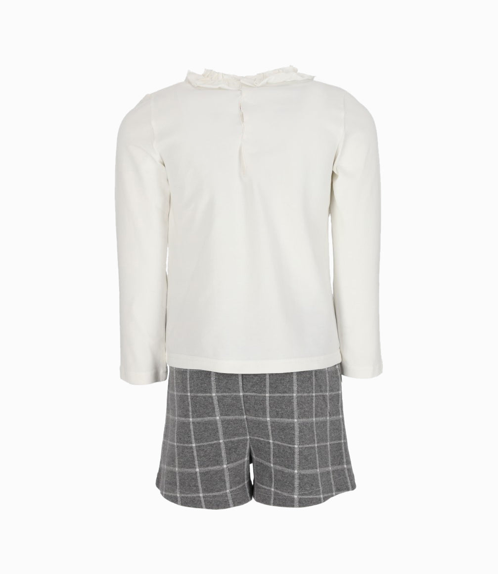 Conjunto niña de polera y shorts 2 años / Gris
