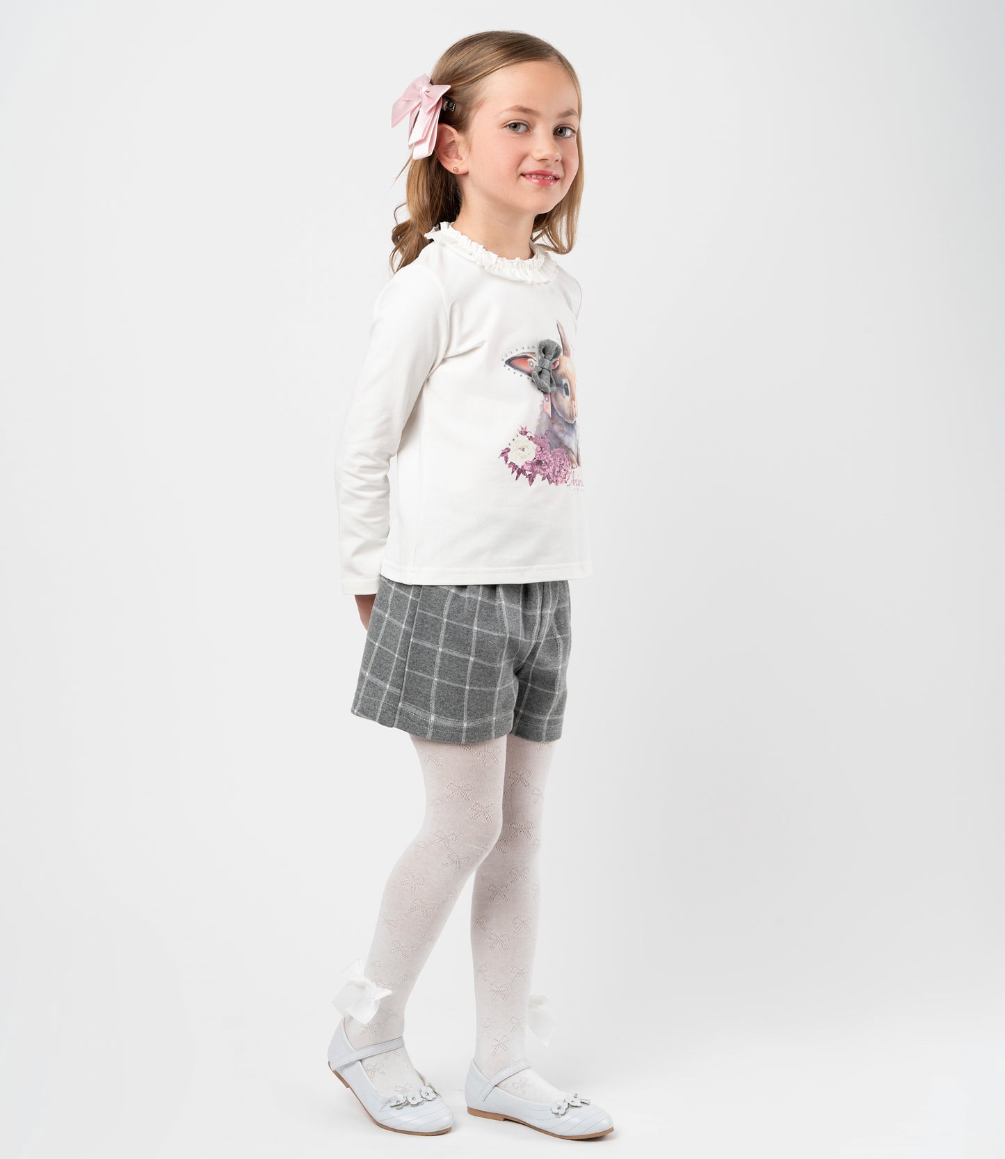 Conjunto niña de polera y shorts 2 años / Gris