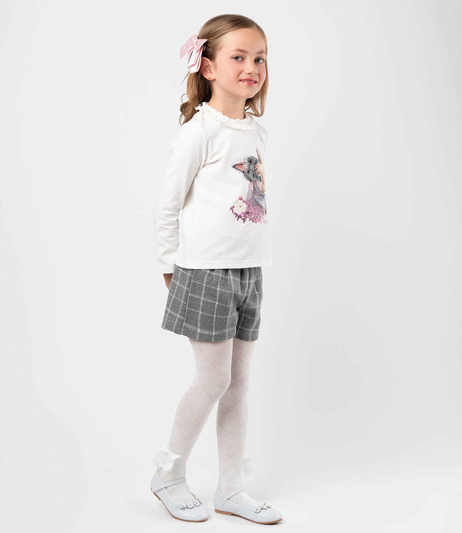 Conjunto niña de polera y shorts 2 años / Gris