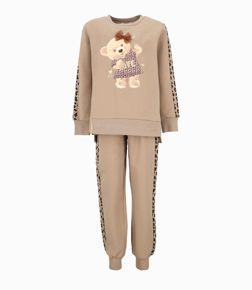 Conjunto niña con oso 2 años / Beige