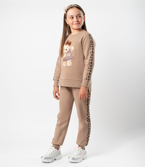 Conjunto niña con oso 2 años / Beige