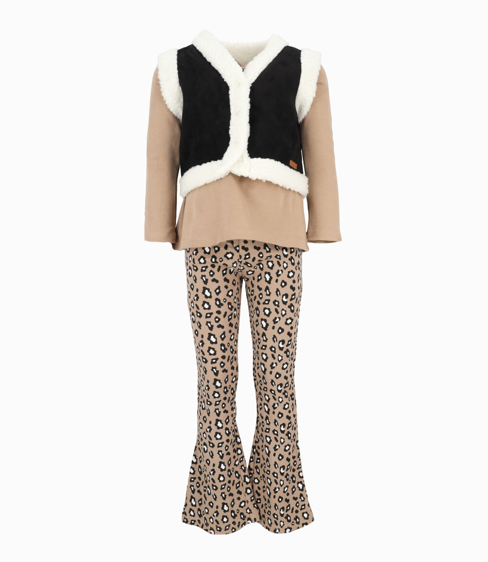 Conjunto niña animal print 2 años / Beige