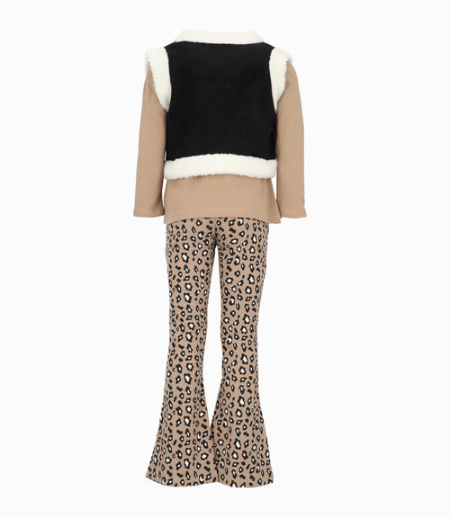 Conjunto niña animal print 2 años / Beige