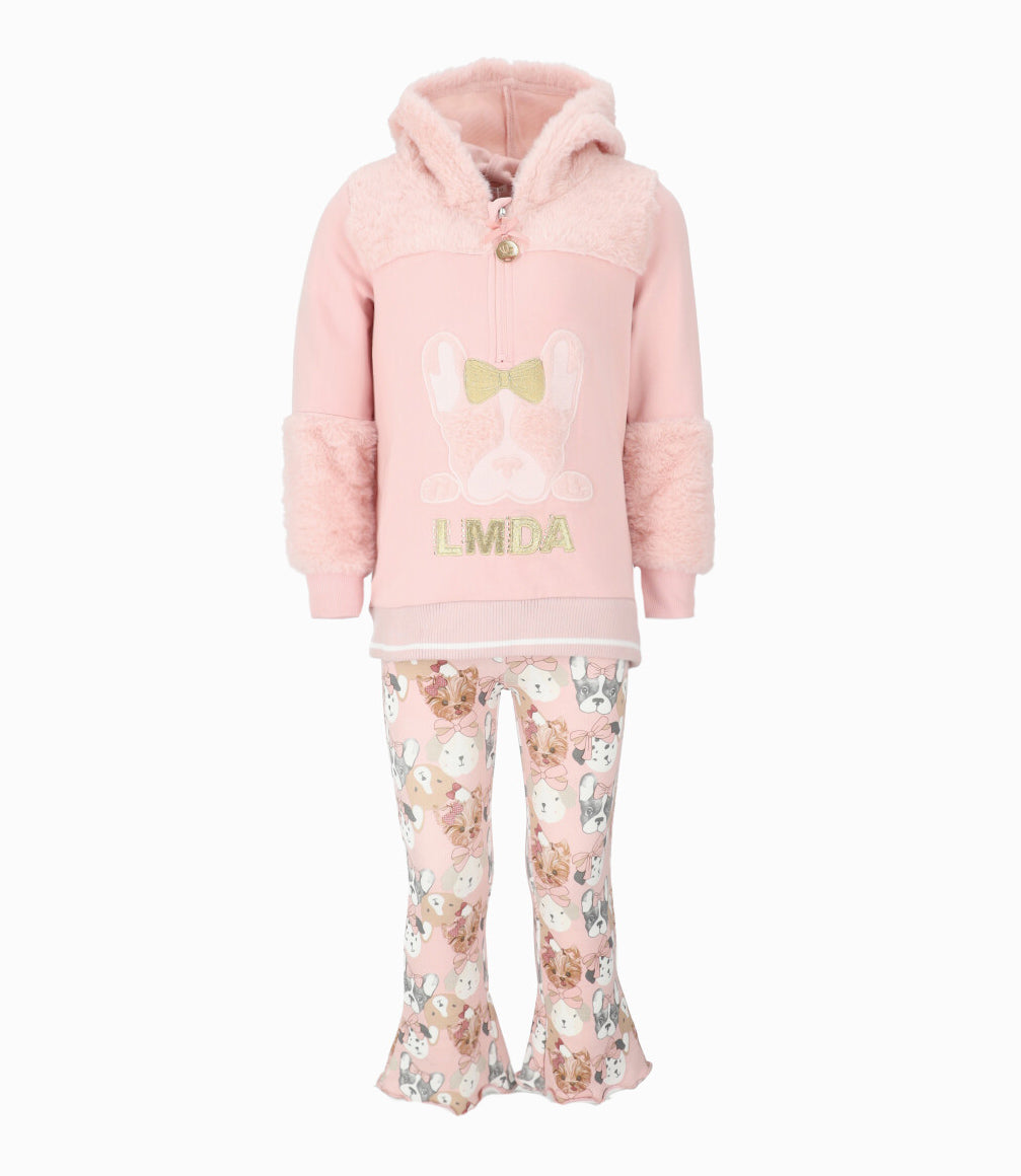Conjunto niña con polerón y calzas 2 años / Rosado
