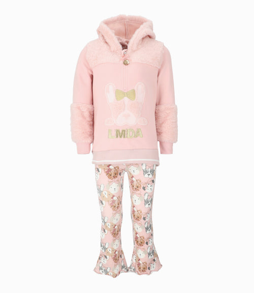 Conjunto niña con polerón y calzas 2 años / Rosado