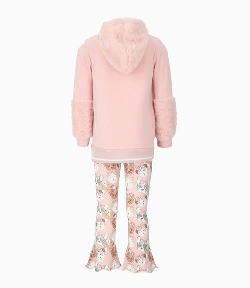 Conjunto niña con polerón y calzas 2 años / Rosado